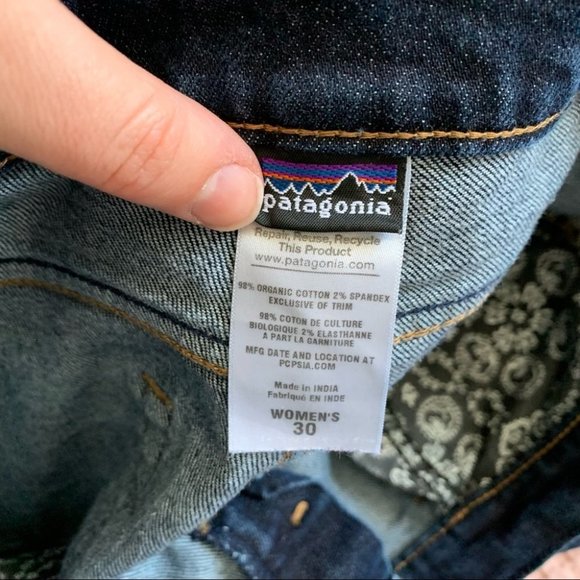 Patagonia Organic Cotton Dark Wash Low Mid Rise Jeans Boot Flare  Leg Women's 30 - Picture 7 of 12